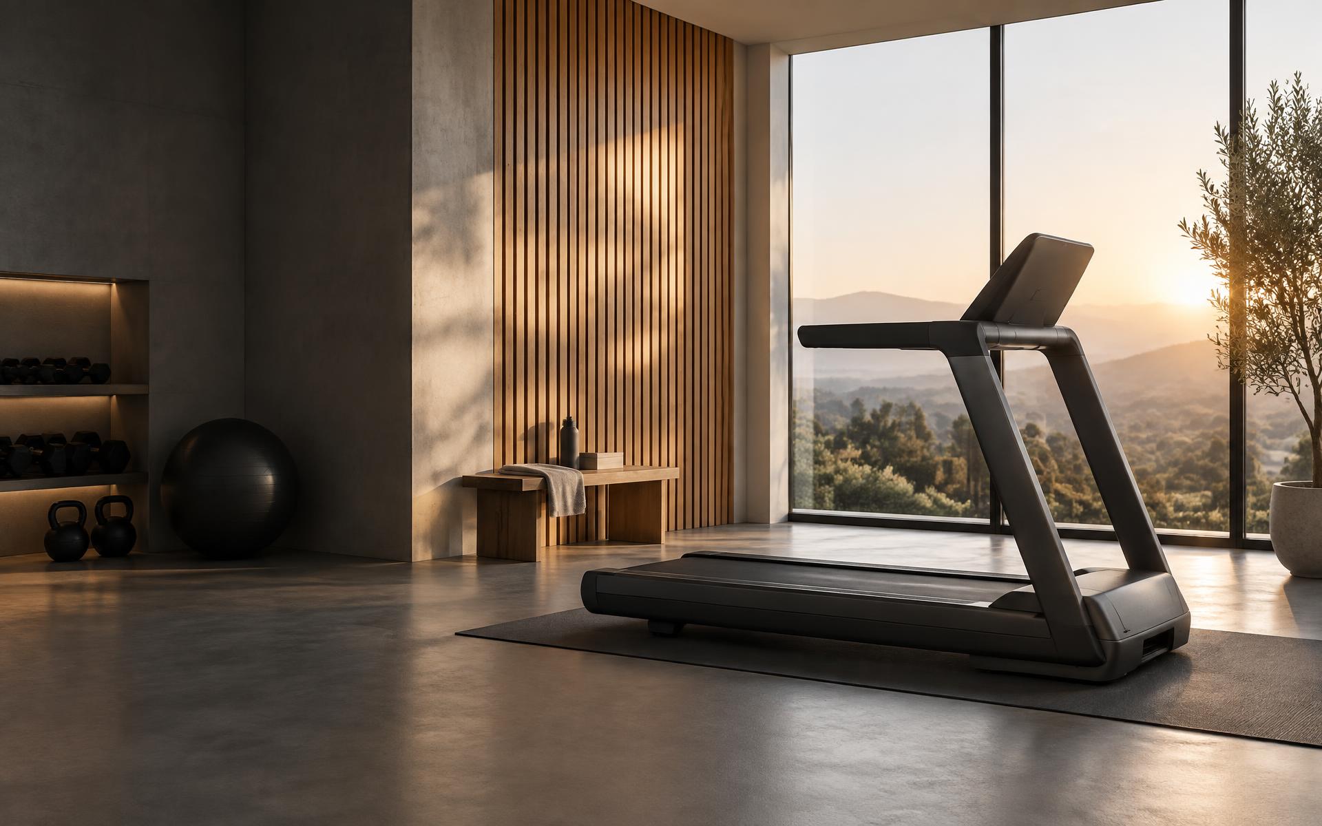 Modern PARFAIRE home gym with treadmill